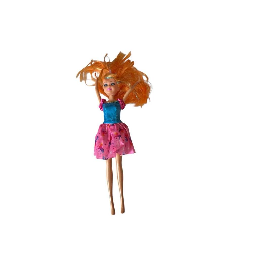 ZURU Unicorn Princess Doll Orange Hair Pink Blue Dress Glitter Fantasy Toy
